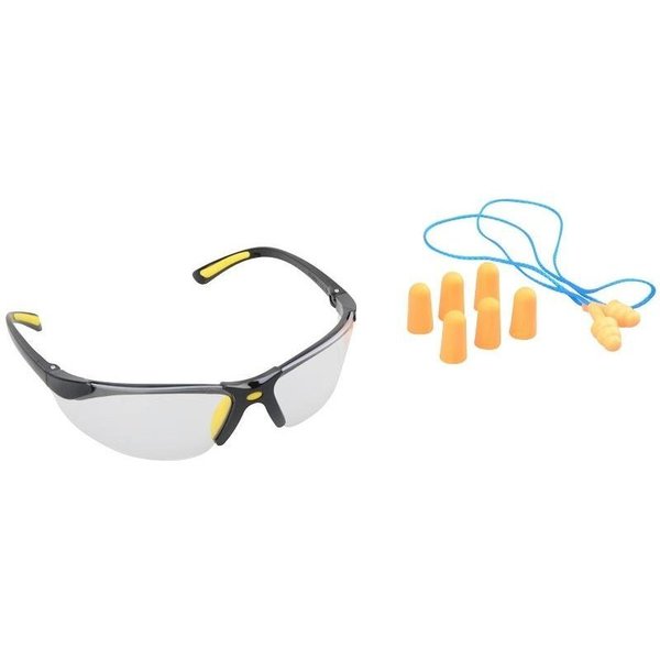Diamondback Ear Plugs and Safety Glasses Combo, Unisex, 35 x 16 in Lens, PC Lens, Half Frame Frame 541839